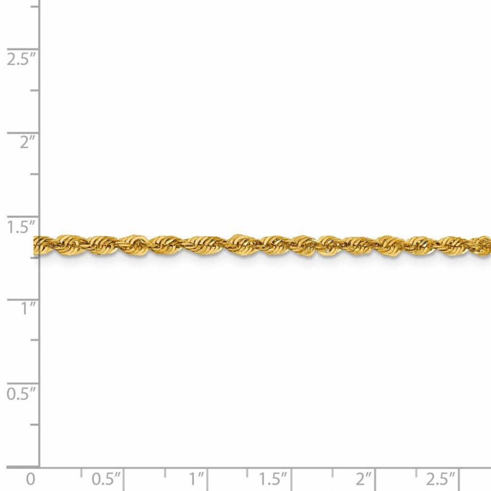 3mm 10k Yellow Gold Diamond Cut Hollow Rope Chain Necklace, 18 Inch - Picture 5 of 8